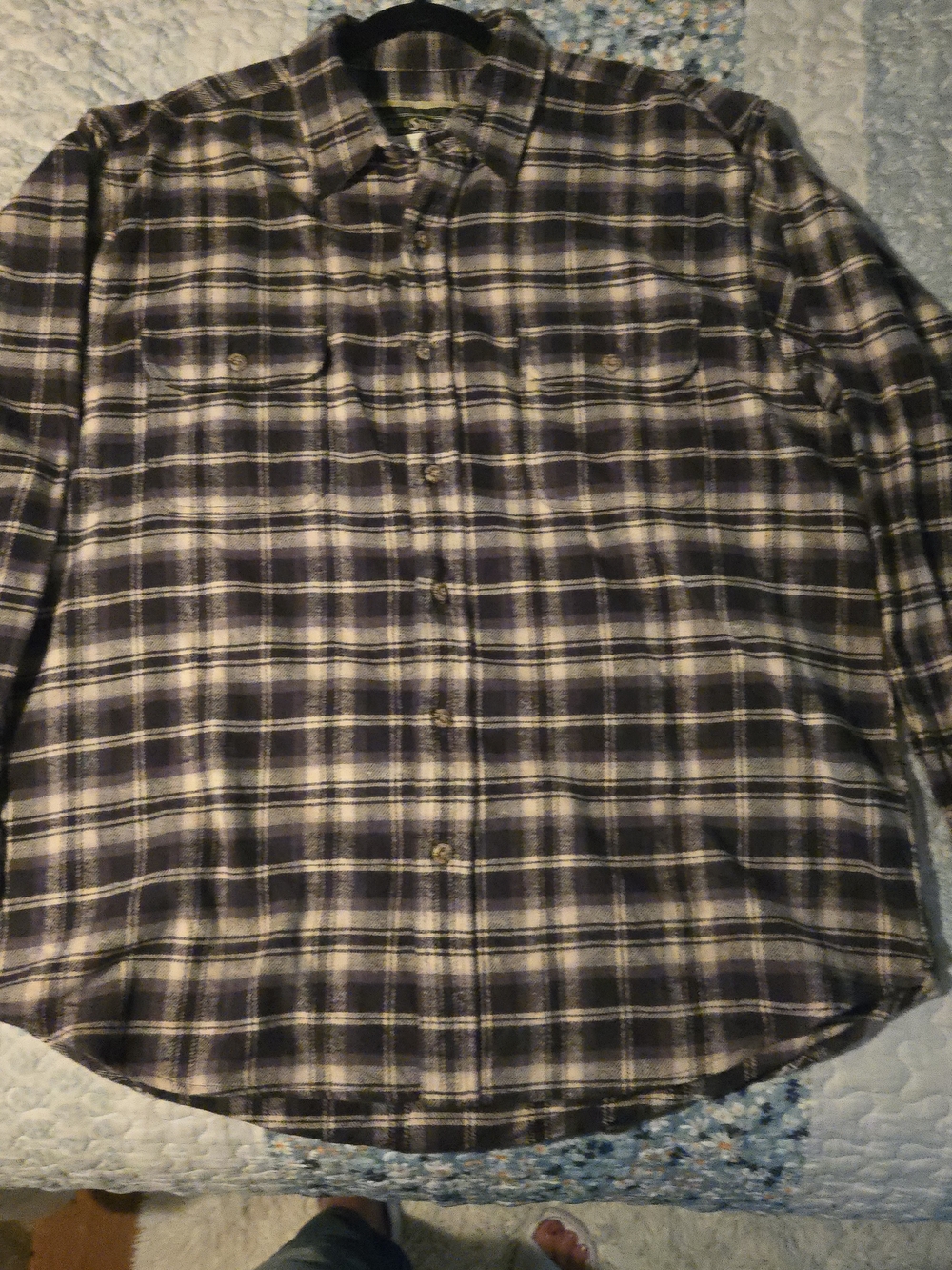 Field & Stream Black and White Plaid Button-Up Shirt